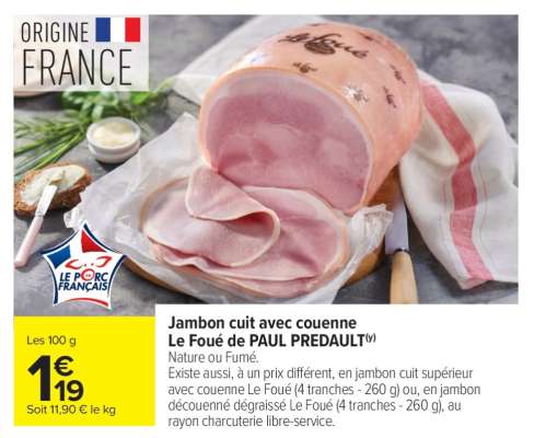Jambon cuit avec couenne Le Foué de PAUL PREDAULT
