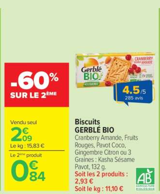 Biscuits Gerblé Bio