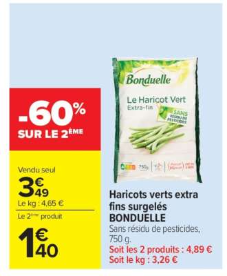Haricots Verts Extra Fins Surgelés Bonduelle