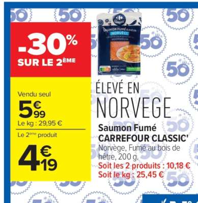 Saumon fumé CARREFOUR CLASSIC'