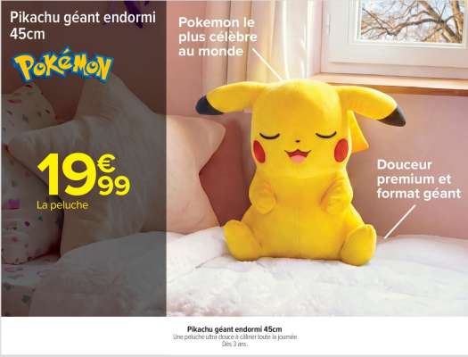 Pikachu géant endormi 45cm
