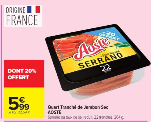 Quart Tranché de Jambon Sec AOSTE