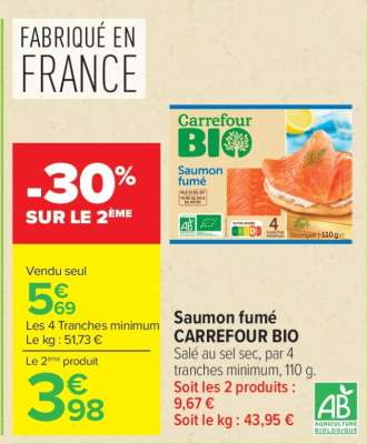 Saumon fumé CARREFOUR BIO