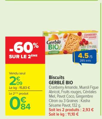 Biscuits Gerblé Bio