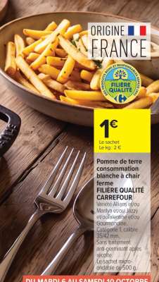 Pomme de terre consommation blanche à chair ferme