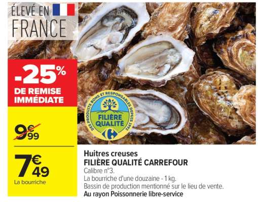 Huîtres creuses FILIERE QUALITE CARREFOUR