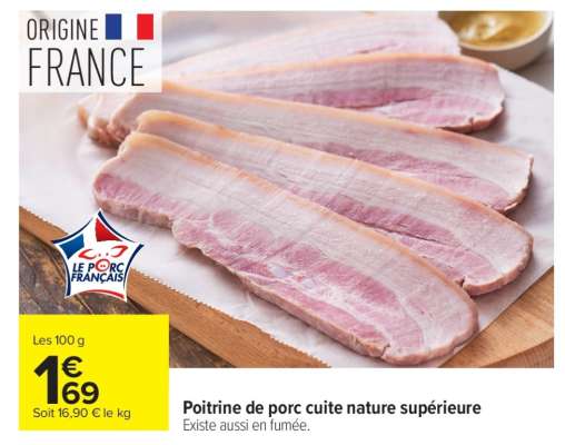 Poitrine de porc cuite nature supérieure