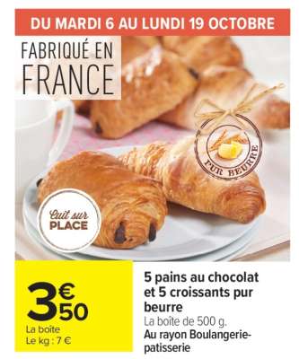 5 pains au chocolat et 5 croissants pur beurre