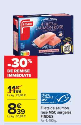 Filets de saumon rose MSC surgelés FINDUS