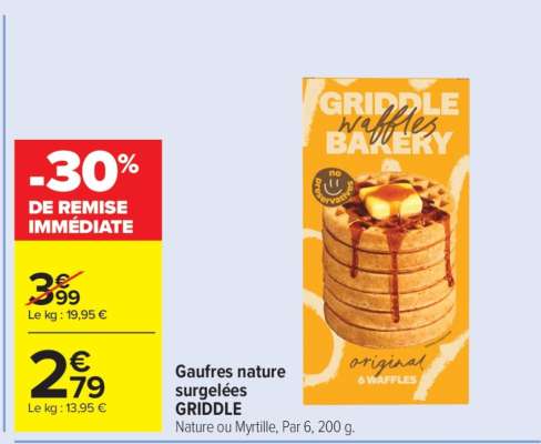 Gaufres nature surgelées GRIDDLE