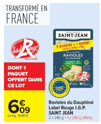 Ravioles du Dauphiné Label Rouge I.G.P. SAINT JEAN