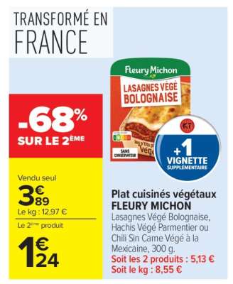Plat cuisinés végétaux FLEURY MICHON