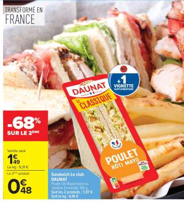 Sandwich Le club DAUNAT