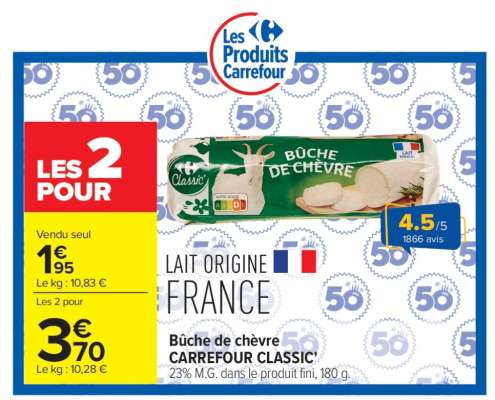 Bûche de chèvre CARREFOUR CLASSIC'