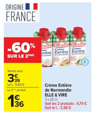 Crème Entière De Normandie Elle & Vire