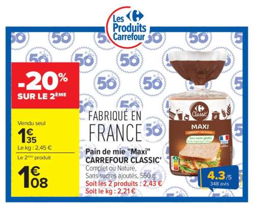Pain de mie MAXI Carrefour Classic
