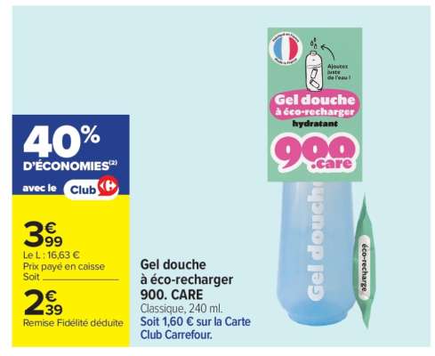 Gel douche à éco-recharger 900.CARE