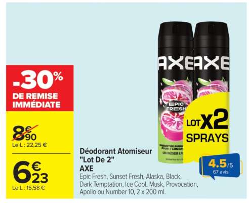 Déodorant Atomiseur "Lot De 2" AXE