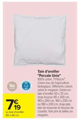 Taie d'oreiller "Percale Unie"