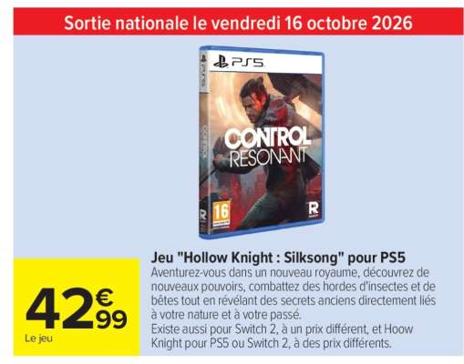 Jeu "Hollow Knight : Silksong" pour PS5