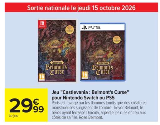 Jeu "Castlevania : Belmont's Curse" pour Nintendo Switch ou PS5