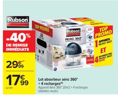 Lot absorbeur aéro 360° + 4 recharges