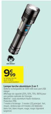 Lampe torche Aluminium 2 en 1