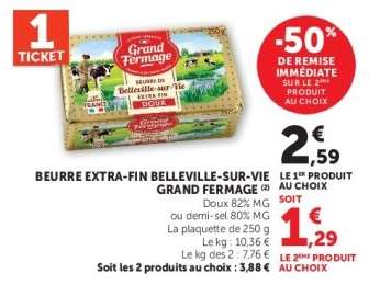 BEURRE EXTRA-FIN BELLEVILLE-SUR-VIE GRAND FERMAGE