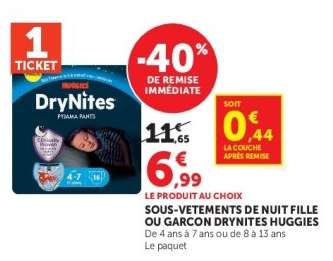 Sous-vêtements de nuit fille ou garçon DryNites Huggies