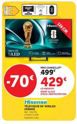 Téléviseur 50" MiniLED Hisense