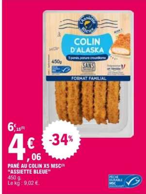 PANÉ AU COLIN X5 MSC "ASSIETTE BLEUE"