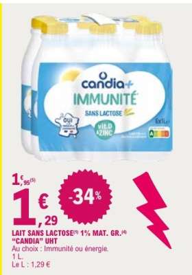 LAIT SANS LACTOSE 1% MAT. GR. "CANDIA" UHT