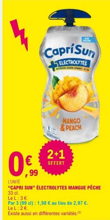 CAPRI SUN ÉLECTROLYTES MANGUE PÊCHE