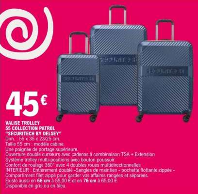 VALISE TROLLEY 55 COLLECTION PATROL "SECURITECH BY DELSEY"