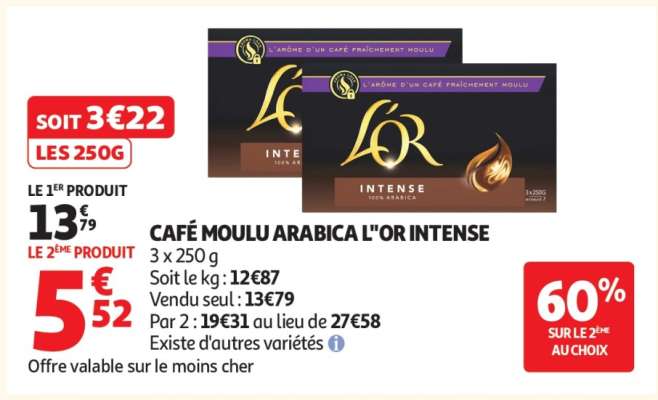 CAFÉ MOULU ARABICA L'OR INTENSE