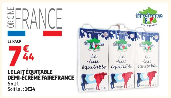 LE LAIT ÉQUITABLE DEMI-ÉCRÉMÉ FAIREFRANCE