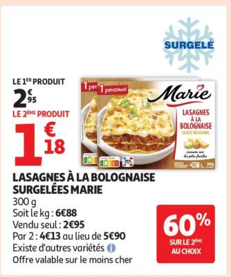 Lasagnes À La Bolognaise Surgelées Marie