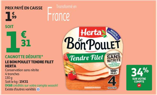 LE BON POULET TENDRE FILET HERTA