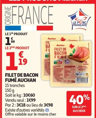Filet De Bacon Fumé Auchan