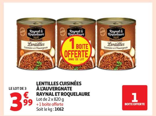 Lentilles Cuisinées À L'auvergnate Raynal Et Roquelaure