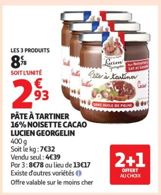 PÂTE À TARTINER 16% NOISETTE CACAO LUCIEN GEORGELIN