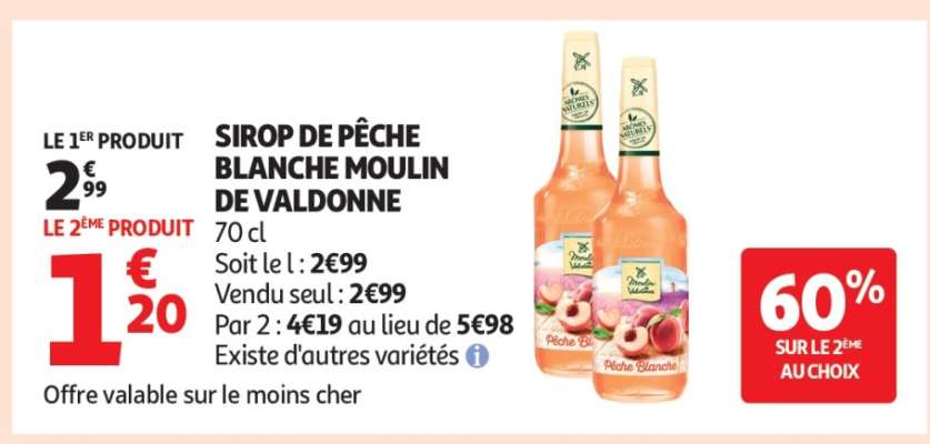 SIROP DE PÊCHE BLANCHE MOULIN DE VALDONNE