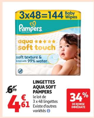 LINGETTES AQUA SOFT PAMPERS