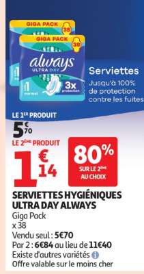 Serviettes hygiéniques Ultra Day ALWAYS