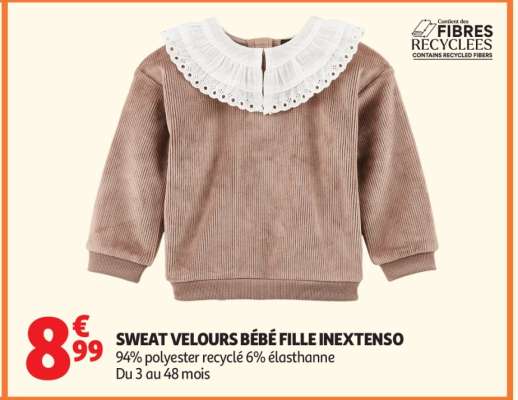 SWEAT VELOURS BÉBÉ FILLE INEXTENSO