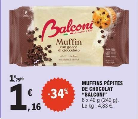 MUFFINS PÉPITES DE CHOCOLAT “BALCONI”