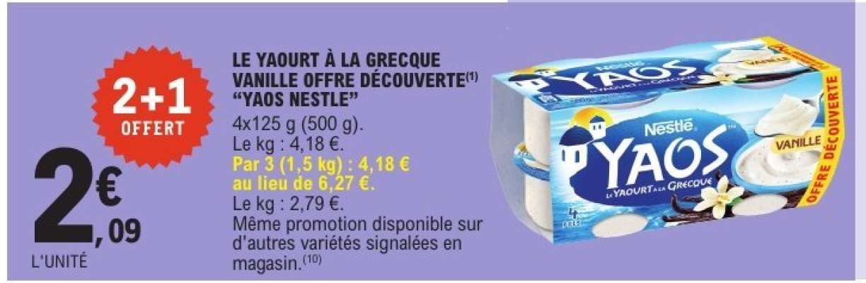 YAOS Nestlé Yaourt à la Grecque Vanille