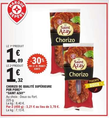 Chorizo de Qualité Supérieure Pur Porc "Saint Azay"
