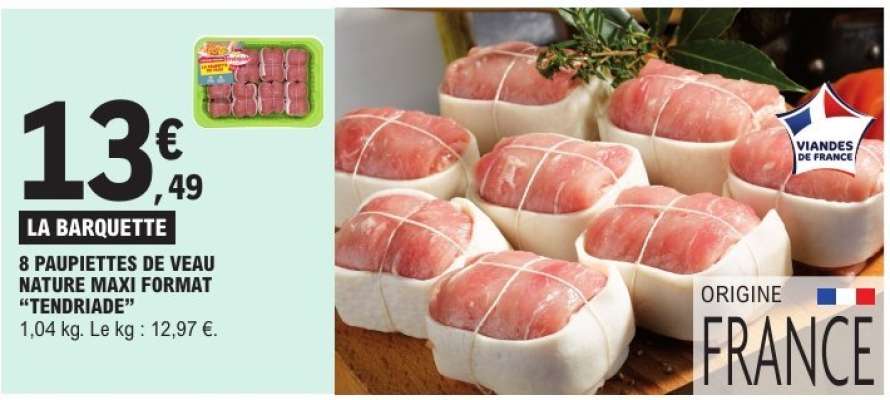 8 Paupiettes de Veau Nature Maxi Format 'Tendriade'