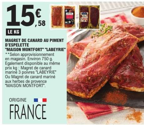 Magret de canard au piment d'Espelette "Maison Montfort" "Labeyrie"